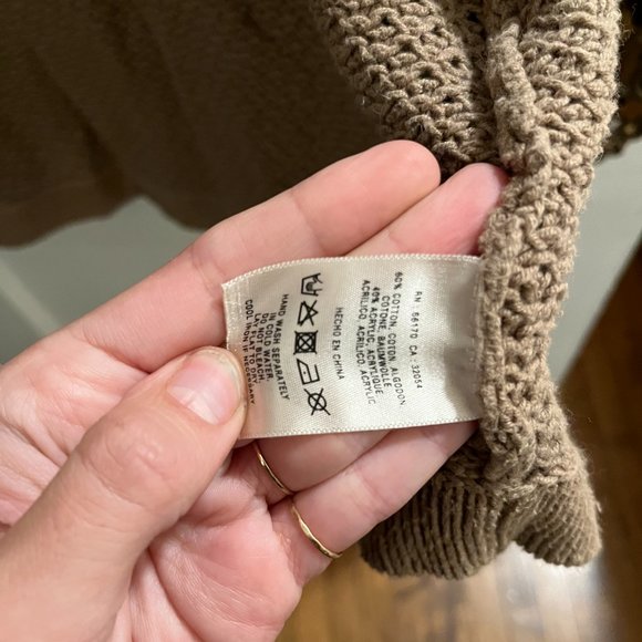 Anthropologie Sparrow Tan Hooded Knit Cardigan with Snap Buttons Size S - Picture 7 of 9